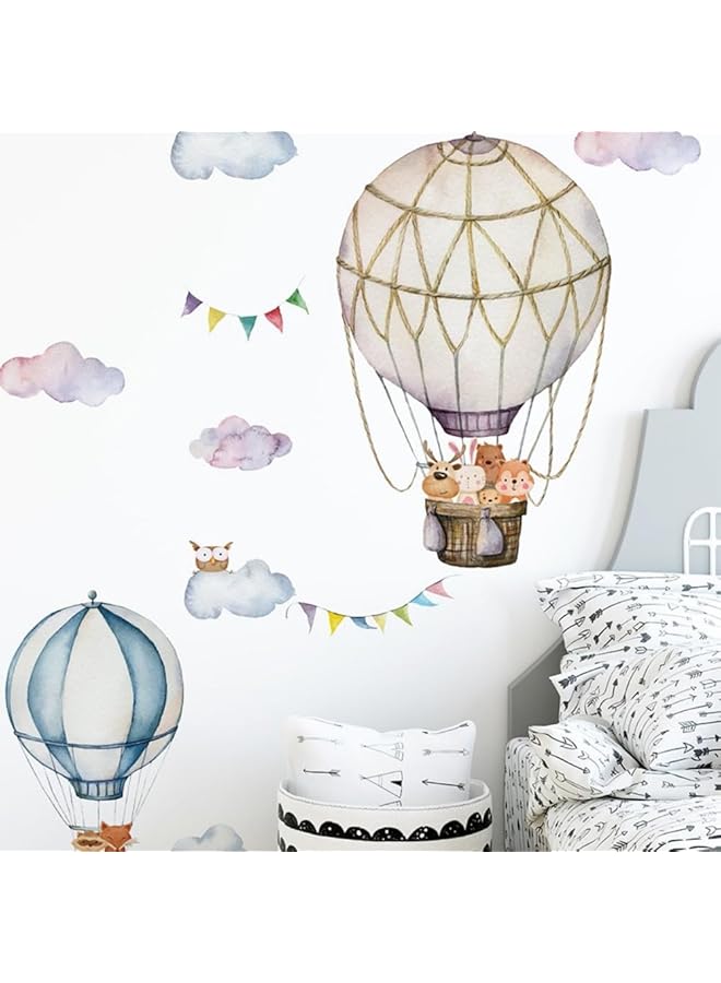 إيروريكس ملصقات حائط على شكل بالون هواء ساخن لطيفة ذاتية اللصق لتزيين حائط غرفة الأطفال، ملصقات حائط على شكل سحابة قابلة للإزالة، ملصقات حائط على شكل بالونات حيوانات، ملصقات حائط للأطفال، غرفة نوم الأطفال، غرفة المعيشة - Image 5