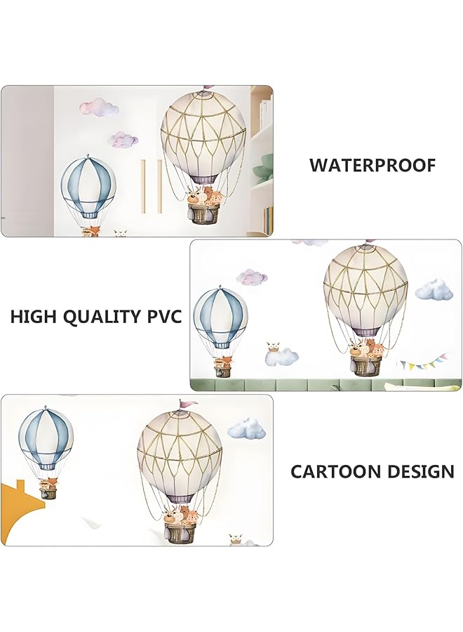 إيروريكس ملصقات حائط على شكل بالون هواء ساخن لطيفة ذاتية اللصق لتزيين حائط غرفة الأطفال، ملصقات حائط على شكل سحابة قابلة للإزالة، ملصقات حائط على شكل بالونات حيوانات، ملصقات حائط للأطفال، غرفة نوم الأطفال، غرفة المعيشة - Image 3