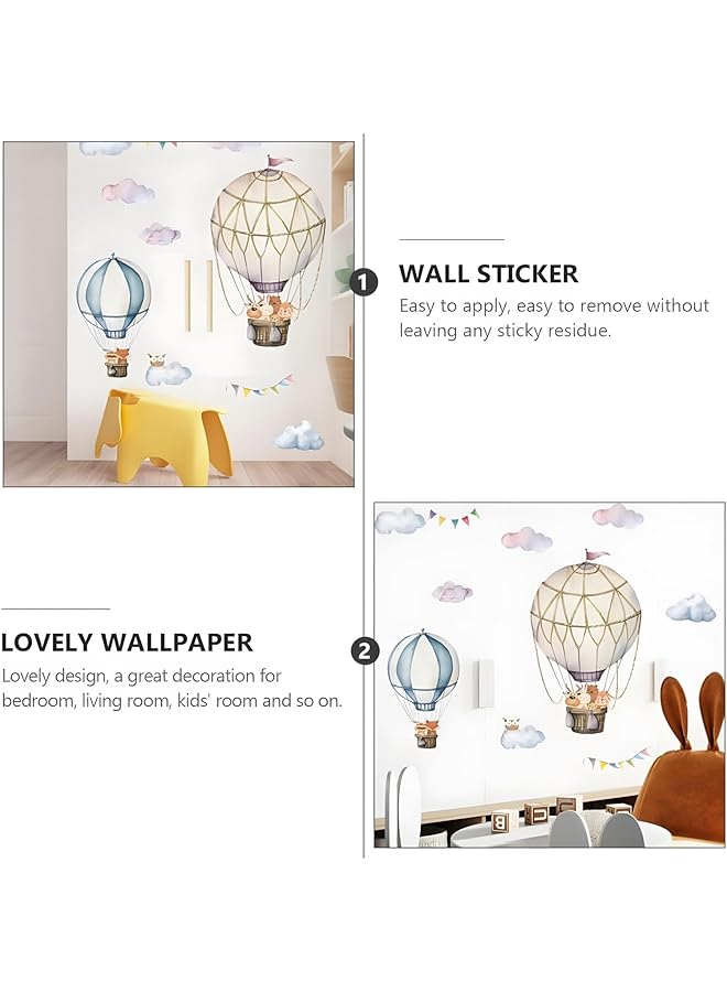 إيروريكس ملصقات حائط على شكل بالون هواء ساخن لطيفة ذاتية اللصق لتزيين حائط غرفة الأطفال، ملصقات حائط على شكل سحابة قابلة للإزالة، ملصقات حائط على شكل بالونات حيوانات، ملصقات حائط للأطفال، غرفة نوم الأطفال، غرفة المعيشة - Image 2