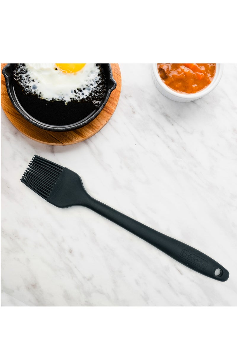 بيرام فرشاة زيت سيليكون من بيرام بمقبض من الفولاذ المقاوم للصدأ - مقاومة للحرارة وخالية من مادة BPA وغير لاصقة وآمنة للشواء والخبز والشواء والتحميص والمعجنات والطهي - لون أسود (فرشاة زيت واحدة) - Image 3