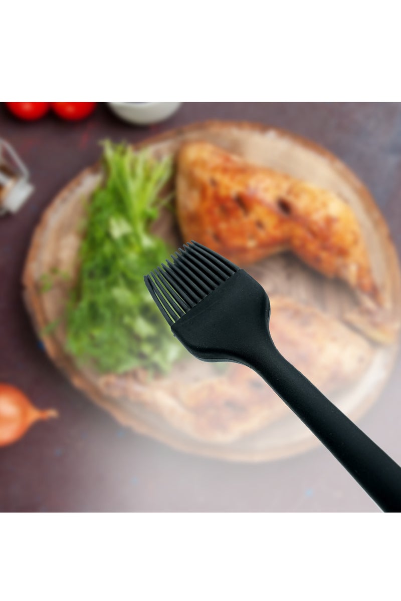 بيرام فرشاة زيت سيليكون من بيرام بمقبض من الفولاذ المقاوم للصدأ - مقاومة للحرارة وخالية من مادة BPA وغير لاصقة وآمنة للشواء والخبز والشواء والتحميص والمعجنات والطهي - لون أسود (فرشاة زيت واحدة) - Image 2