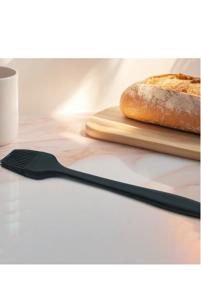 بيرام فرشاة زيت سيليكون من بيرام بمقبض من الفولاذ المقاوم للصدأ - مقاومة للحرارة وخالية من مادة BPA وغير لاصقة وآمنة للشواء والخبز والشواء والتحميص والمعجنات والطهي - لون أسود (فرشاة زيت واحدة) - Image 5