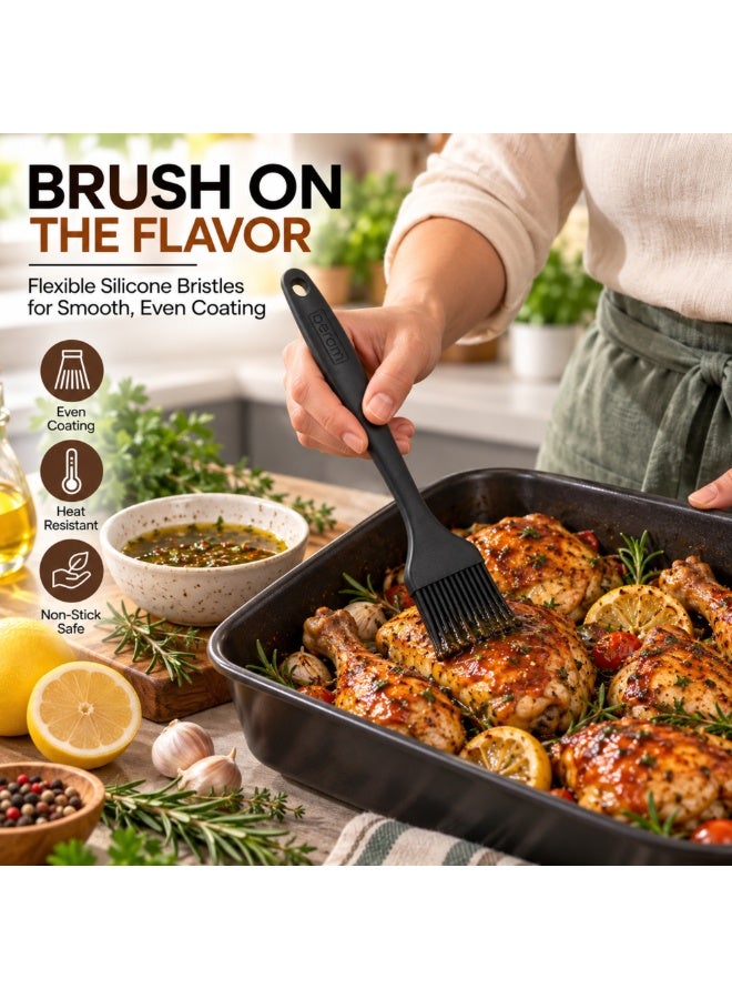 BERAM Silicone Basting Brush, 20.5 cm Heat Resistant Pastry Brush, BPA-Free Flexible Silicone Bristles for Oil Butter Sauce Marinade BBQ Baking Grilling Roasting, Non-Stick Cookware Safe, Black - Image 2