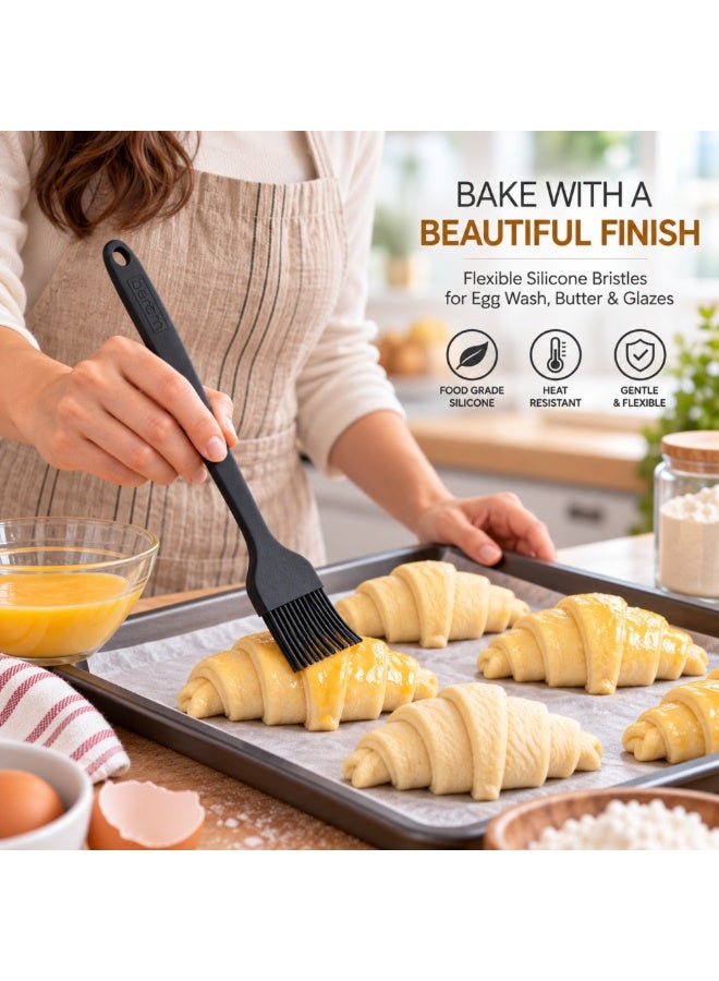 BERAM Silicone Basting Brush, 20.5 cm Heat Resistant Pastry Brush, BPA-Free Flexible Silicone Bristles for Oil Butter Sauce Marinade BBQ Baking Grilling Roasting, Non-Stick Cookware Safe, Black - Image 3