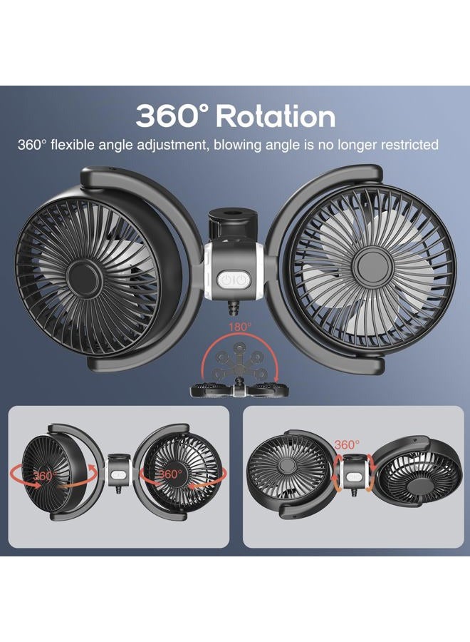 Trustnice USB Car Fan for Backseat for Kids, Dual Head Car Seat Fan Independently Controlled 360° Rotatable Powerful 3-Speed Vehicle rear headrest Air Circulation Cooling Fans for SUV Truck Sedan - Image 2
