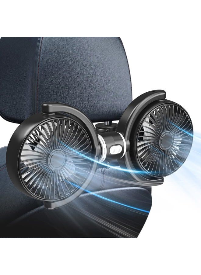 Trustnice USB Car Fan for Backseat for Kids, Dual Head Car Seat Fan Independently Controlled 360° Rotatable Powerful 3-Speed Vehicle rear headrest Air Circulation Cooling Fans for SUV Truck Sedan - Image 1
