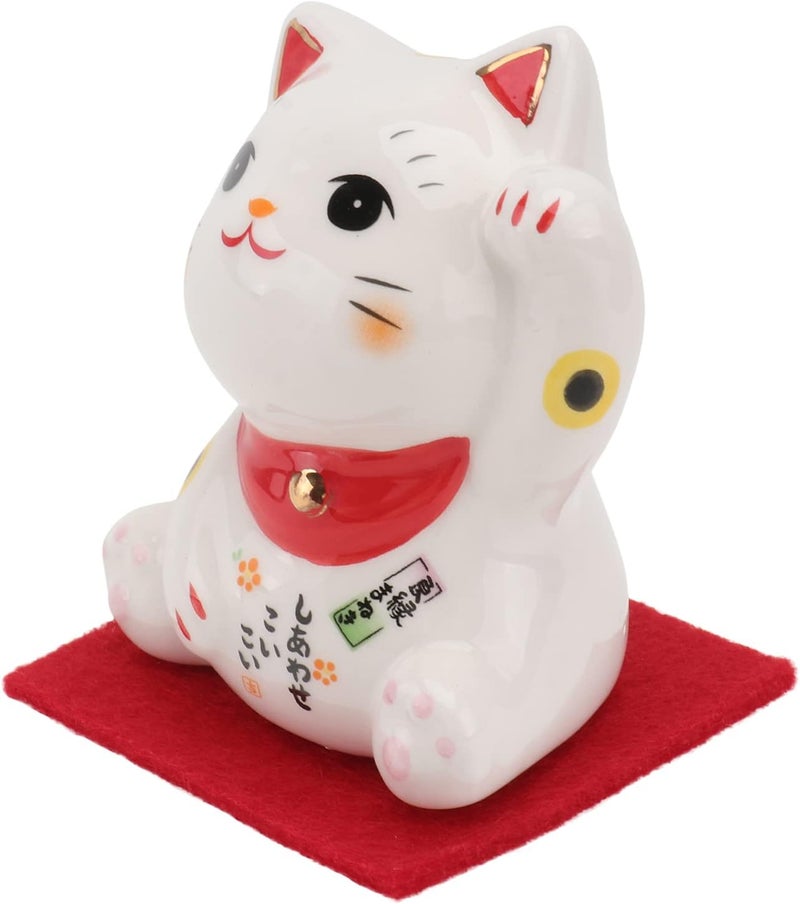 woobles Cat Desktop Statues Maneki Neko Lucky Cat Figurine Ceramic Fortune Cat Feng Shui Animal Statue for Fortune and Wealth Chinese Japanese Cat Ornament for Car Home Chinese Feng Shui Figurine - Image 1