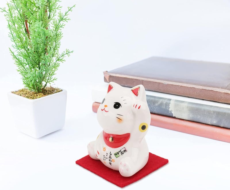 woobles Cat Desktop Statues Maneki Neko Lucky Cat Figurine Ceramic Fortune Cat Feng Shui Animal Statue for Fortune and Wealth Chinese Japanese Cat Ornament for Car Home Chinese Feng Shui Figurine - Image 4