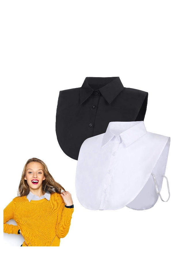 2 Pcs Fake Collar Lady's Fake Collar Half Shirt Blouse Detachable False Collar Joker Shirt Decorative Collar Collar Cuff Cotton Choker Tie False Lapel Point - Image 1