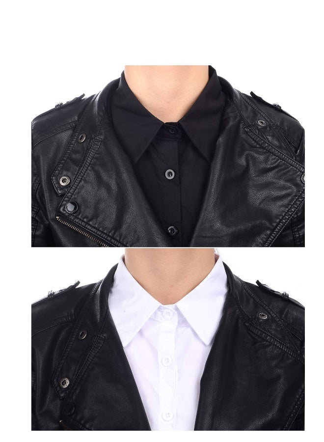 2 Pcs Fake Collar Lady's Fake Collar Half Shirt Blouse Detachable False Collar Joker Shirt Decorative Collar Collar Cuff Cotton Choker Tie False Lapel Point - Image 5