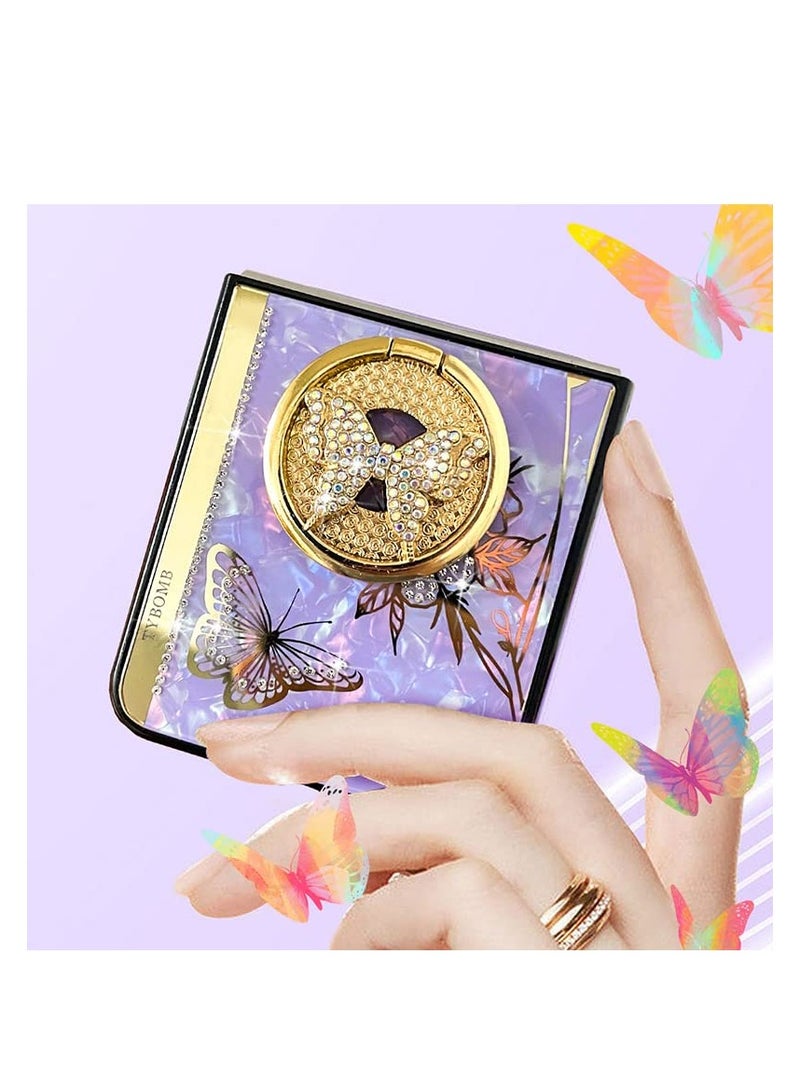 SYOSI Case for Samsung Z Flip 4, Cute Bling Butterfly Marble Elegant Rhinestone Diamond, Protective Cases Cover for Girls for Samsung Galaxy Z Flip4 - Image 3