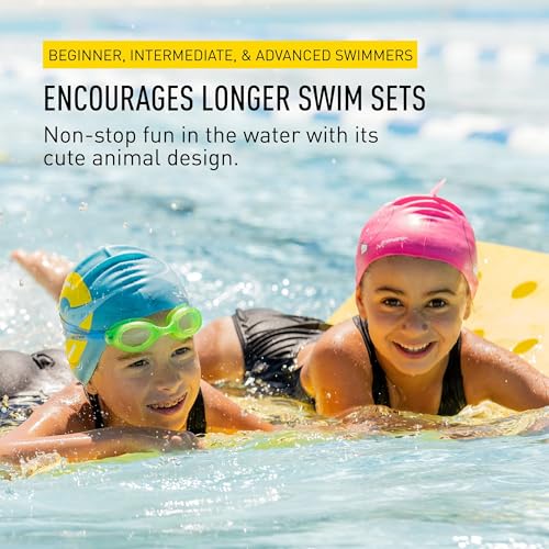 FINIS Animal Heads Silicone Swim Cap for Kids - Fun 3D Animal Designs - Snug Fit - Chlorine Protection - Hippo Pink - Image 5