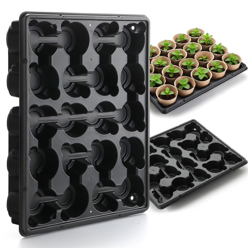 RooTrimmer 20 Cell Plant Trays for Carrying 3 inch Round Nursery Pots Sturdy Plastic Trays Suitable for Holding 100 pcs Peat Pots 5 Packs Trays Only Pots Not Included - Image 2