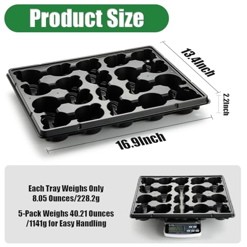 RooTrimmer 20 Cell Plant Trays for Carrying 3 inch Round Nursery Pots Sturdy Plastic Trays Suitable for Holding 100 pcs Peat Pots 5 Packs Trays Only Pots Not Included - Image 3