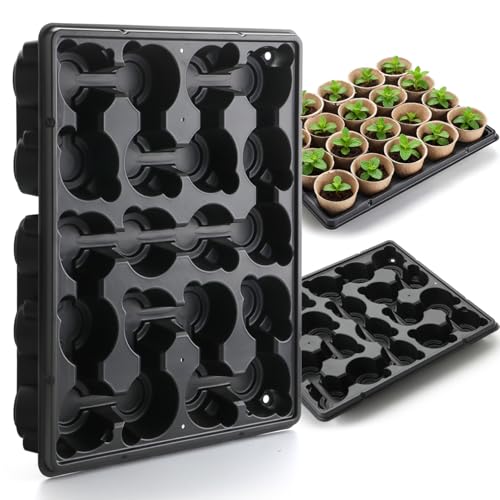 RooTrimmer 20 Cell Plant Trays for Carrying 3 inch Round Nursery Pots Sturdy Plastic Trays Suitable for Holding 100 pcs Peat Pots 5 Packs Trays Only Pots Not Included - Image 1