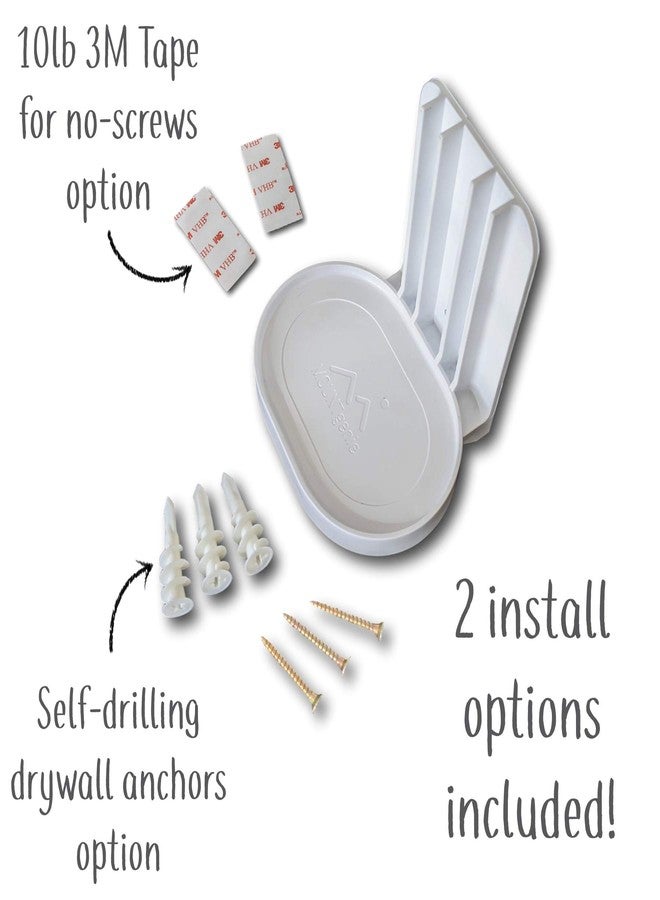 Mount Genie Affordable Essentials Wall Mount Hanger Stand for Nest Audio (White, 2-Pack): Screw and Screwless Install Options, The Slimmest Low-Profile Mount Available - Image 3