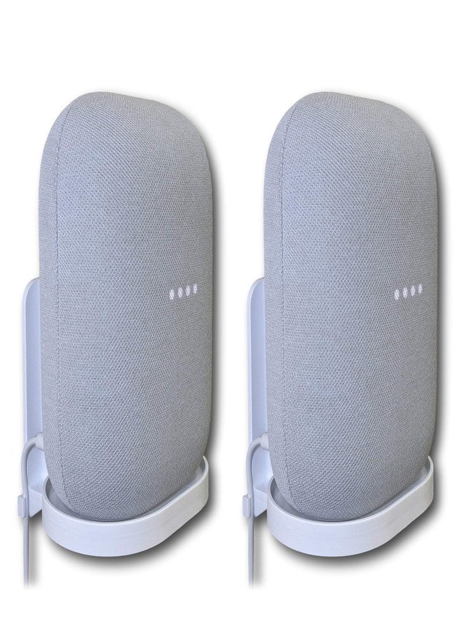 Mount Genie Affordable Essentials Wall Mount Hanger Stand for Nest Audio (White, 2-Pack): Screw and Screwless Install Options, The Slimmest Low-Profile Mount Available - Image 1