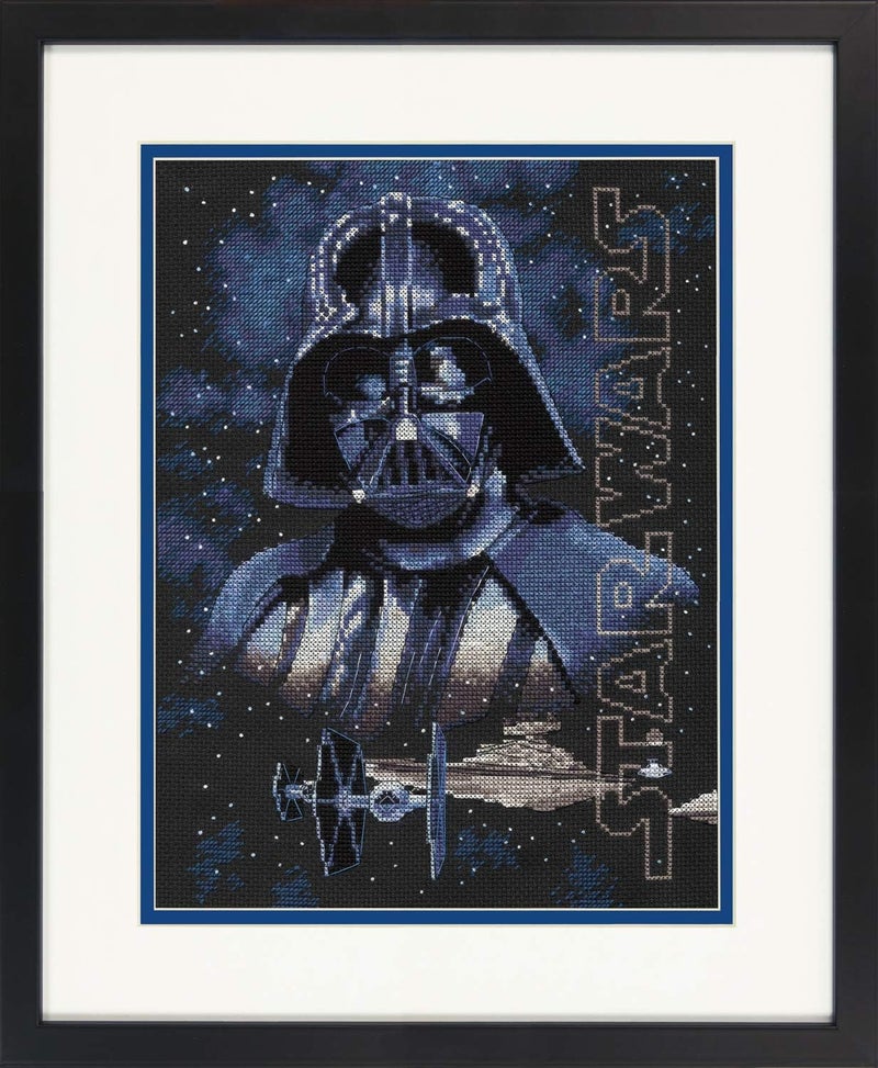 Star Wars Darth Vader Cross Stitch Kit Black 14 Count Aida, 9" x 12",