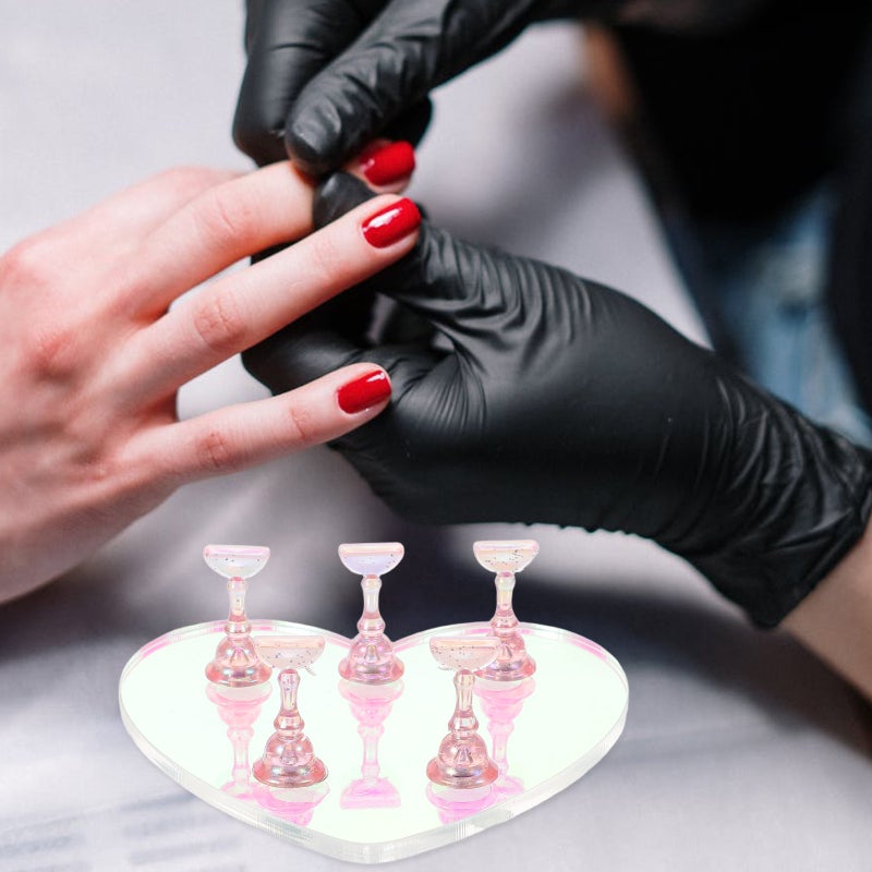 Nail Holder For Practice And Display Heart-Shaped Base Nail Art Stand For Beginners And Professionals Portable Fingernail Tips Display Tray Home Salon Use - Image 2