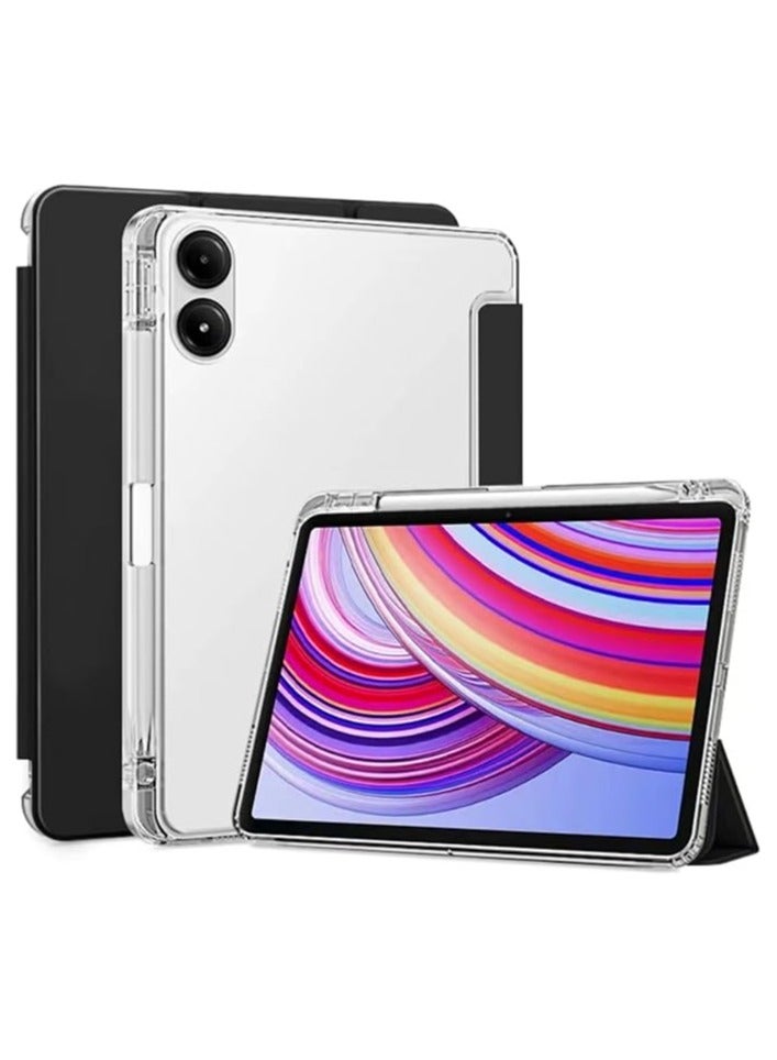 Green Tiger Cover Compatible with Redmi Pad Pro 12.1" 2024 with Pencil Holder, Slim TPU Shockproof Bumper Case with Clear Back Protective for Redmi Pad Pro (Black) - Image 1