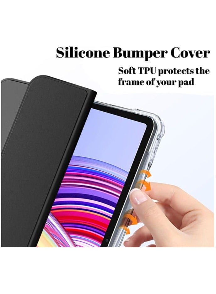 Green Tiger Cover Compatible with Redmi Pad Pro 12.1" 2024 with Pencil Holder, Slim TPU Shockproof Bumper Case with Clear Back Protective for Redmi Pad Pro (Black) - Image 4