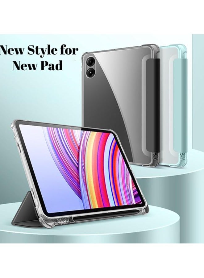 Green Tiger Cover Compatible with Redmi Pad Pro 12.1" 2024 with Pencil Holder, Slim TPU Shockproof Bumper Case with Clear Back Protective for Redmi Pad Pro (Black) - Image 2