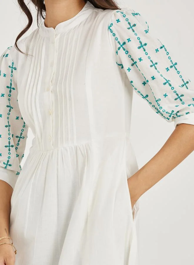 ستايلي Embroidered Schiffli Detail A-Line Maxi Dress