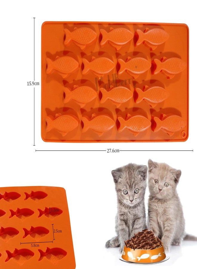 MoldBerry 14 Cavity Silicone Fish Shape Chocolate Mould | Cat Treat Jelly Cookie Candy Mold | Pet Treat Gummy Candy Tray | 5.8 x 2.5 x 1.2 cm | Pack 1 - Image 2