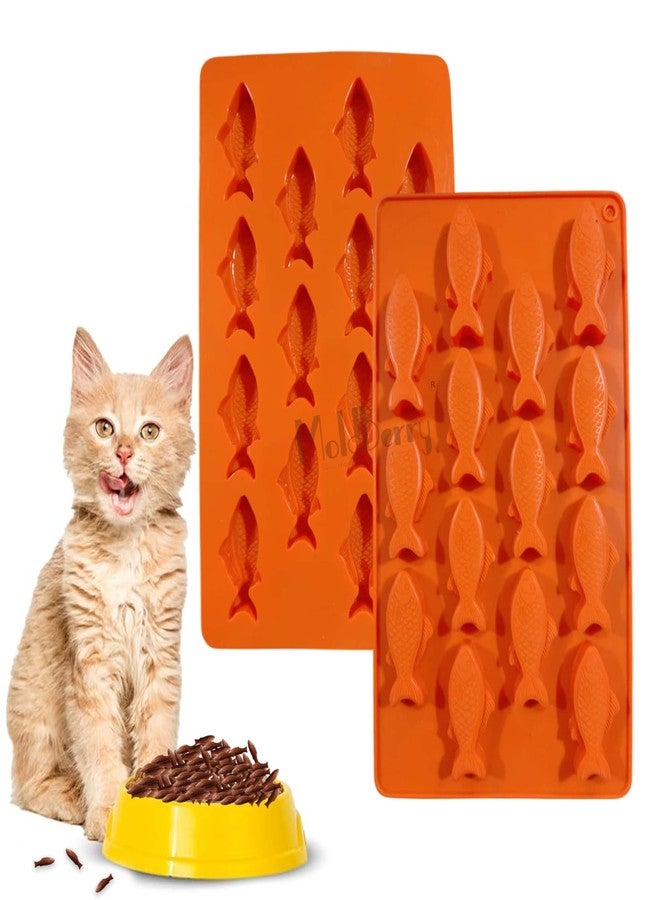 MoldBerry 14 Cavity Silicone Fish Shape Chocolate Mould | Cat Treat Jelly Cookie Candy Mold | Pet Treat Gummy Candy Tray | 5.8 x 2.5 x 1.2 cm | Pack 1 - Image 1