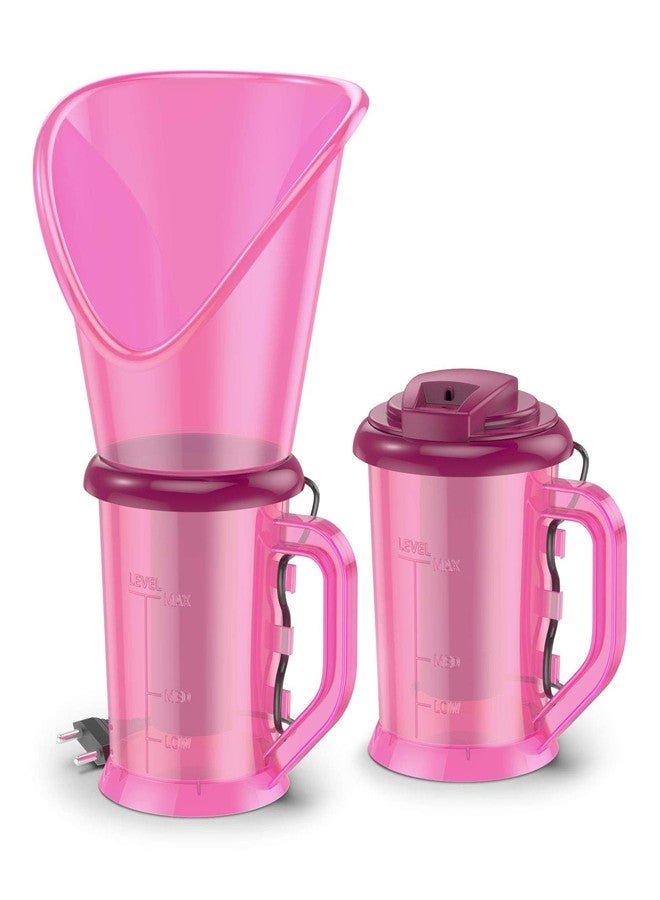 NEXT ANGLE STOREMART Vaporizer with 2 Attachments Facial Sauna Steamer, Nose Steamer,Cold, Nozzle Inhaler, Nose Vaporiser (Pink) - Image 1