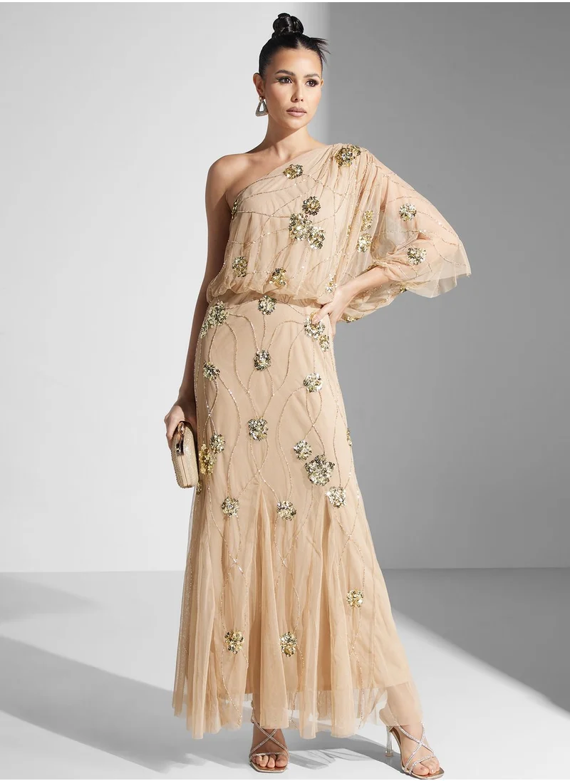 Namshi x One Shouldered Embellished Dress