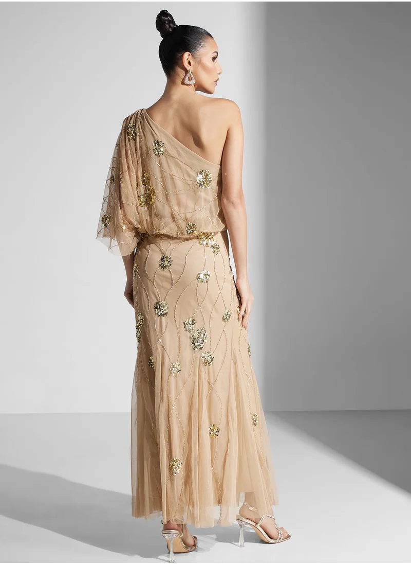 Namshi x One Shouldered Embellished Dress