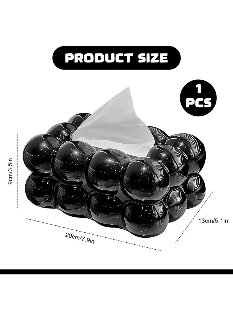 Generic Bubbles Black Tissue Box for Living Room, Cute Slim Lightweight Home Storage Box for Coffee Table, Creative Flexible Paper Box - Tissue Box for Hallway - Tissue Box Dispenser for Facial Tissues, Cloth Napkins, Dryer Papers - Protective Cover for Bathroom, Desks, Countertops, Vanity, Bedroom, Lampposts - Organizer for Bathroom, Bedroom, Office - Tissue Holder for Holding Facial Tissues in Bathroom, Living Room, Bedroom - Decorative Tissue Box - Pull Tissue Box - Office Tissue Box - Decorative Tissue Box  - Image 5