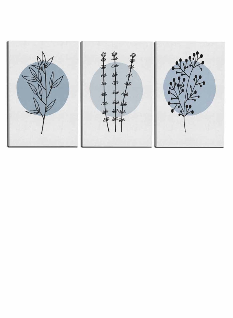 لوحة طقم من ٣ لوحات كانفاس على إطار خشبي، تصميم زهور مرسومة، للمنزل، غرفة المعيشة، المكتب، الديكور - Image 4