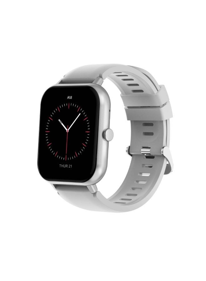 ساعة ذكية للجنسين مع خاصية الاتصال عبر البلوتوث - جهاز تتبع معدل ضربات القلب واللياقة البدنية، تصميم أنيق باللون الفضي، مقاومة للماء، تتبع الجري والرياضة، متوافقة مع أنظمة أندرويد وiOS. - Image 1