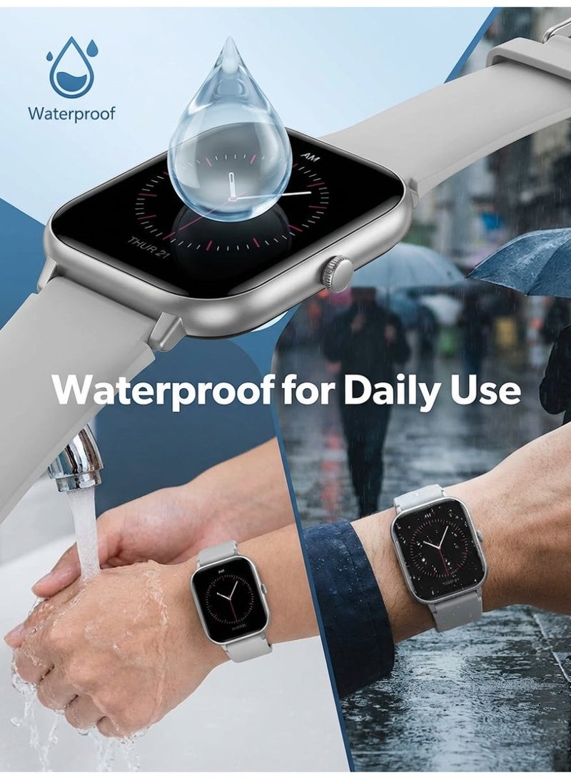 ساعة ذكية للجنسين مع خاصية الاتصال عبر البلوتوث - جهاز تتبع معدل ضربات القلب واللياقة البدنية، تصميم أنيق باللون الفضي، مقاومة للماء، تتبع الجري والرياضة، متوافقة مع أنظمة أندرويد وiOS. - Image 4