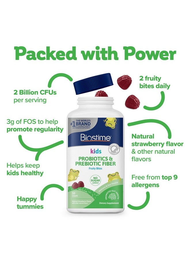 Biostime Kids Prebiotic & Probiotic Gummies (Ages 4+) | Probiotics for Kids | Includes 2 Billion CFU to Support Digestive Health| No added sugar Fruity Bites | Free from Top 9 Allergens |50 Count - Image 4