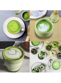 UCHUANG 4 Piece Matcha Tea Set Matcha Whisk Kit Matcha Ceramic Bowl Matcha Whisk, White Whisk Holder Traditional Scoop Perfect Set to a Traditional of Matcha Tool (Pink and White)  - Image 4