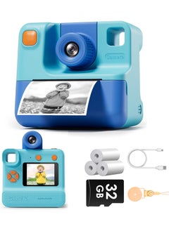 Generic Kids Camera,Children Print Camera,Instant Camera Toddler Digital Camera with 1080P HD Video Camera,2.0"IPS Screen Printing Instant Camera for Girls Boys 3-12, 3 Roll No-Ink Print Paper 32G SD Card  - Image 1