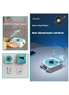 XiuWoo Wireless Vintage Wave Vinyl Record Player Style Bluetooth Speaker, Portable CD Player That Looks like a Record Player, with Ambient Lights,Green  - Image 3