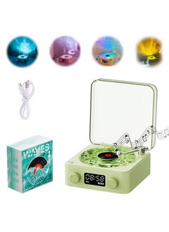 XiuWoo Wireless Vintage Wave Vinyl Record Player Style Bluetooth Speaker, Portable CD Player That Looks like a Record Player, with Ambient Lights,Green  - Image 1