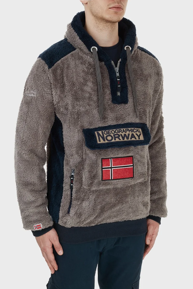 Norway Geographical Hooded Half Zip Outdoor Polar Sweat Men's Sweat Gymclasssherco
