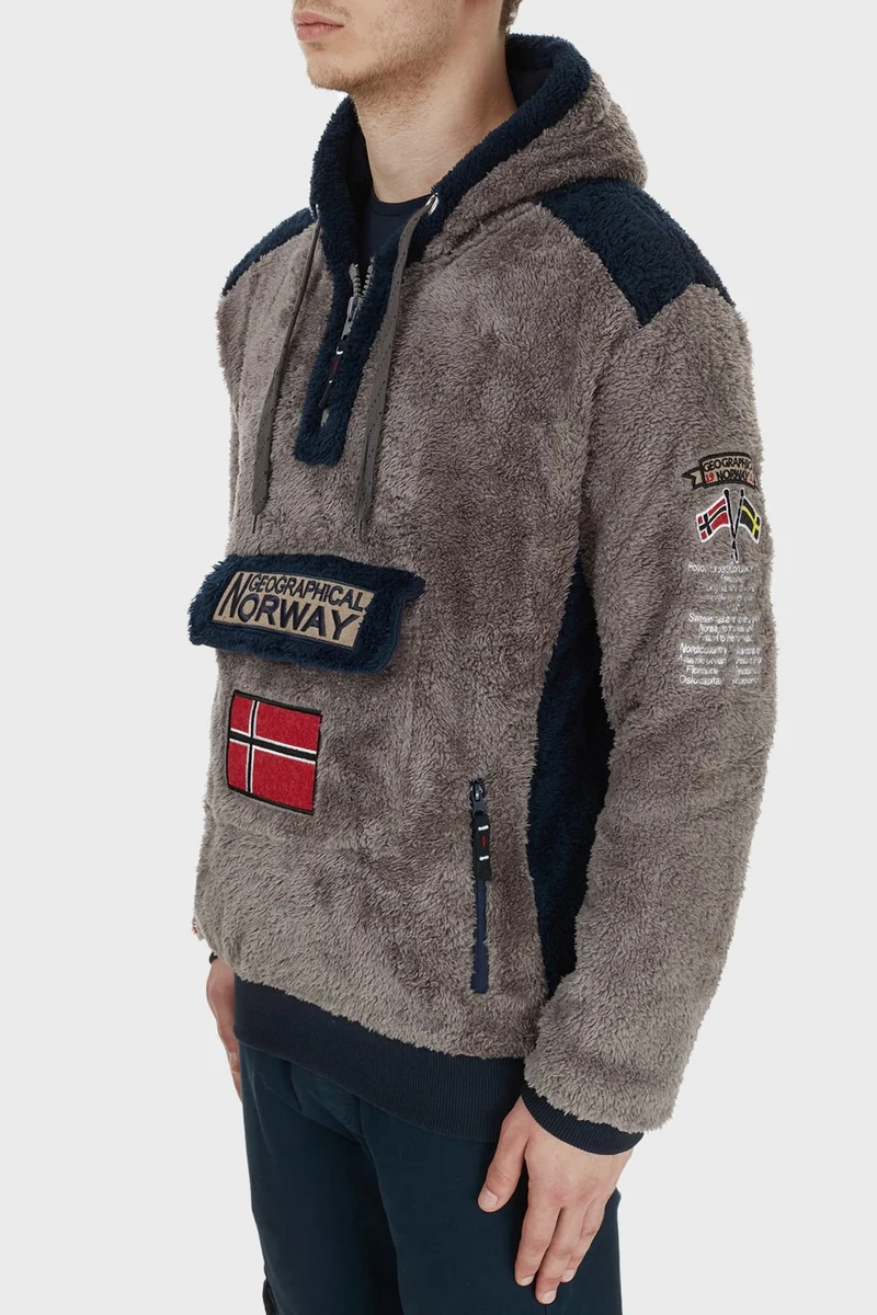 Norway Geographical Hooded Half Zip Outdoor Polar Sweat Men's Sweat Gymclasssherco