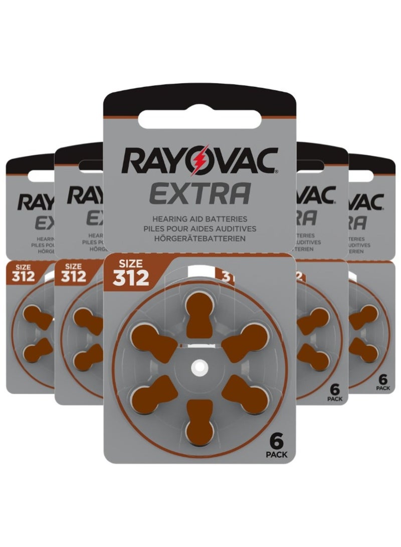 Rayovac 30-Pieces Rayovac Extra (Size 312) Hearing Aid Batteries Zinc-Air 0% Mercury