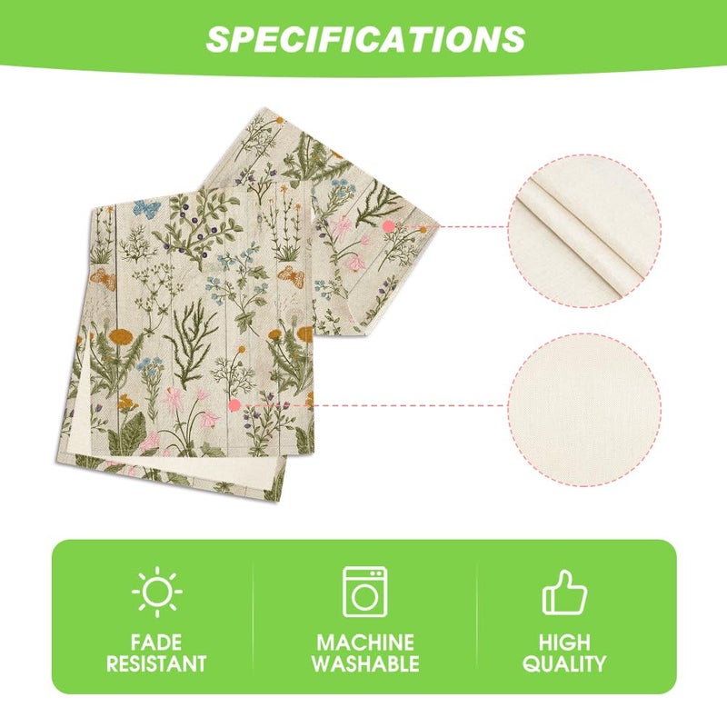 Artoid Mode Wood Wild Flowers Floral Spring Table Runner,Seasonal Summer Kitchen Dining Table Decoration for Home Party Decor 13x72 Inch - Image 5