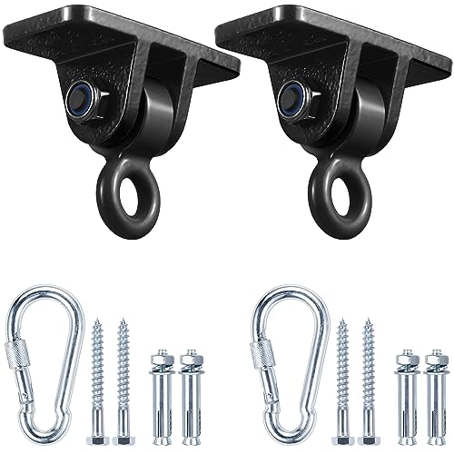 MDAIRC Swing Set Brackets, MDAIRC Heavy Duty Swing Hangers for Wooden Sets Playground Porch Indoor Outdoor & Hanging with Snap Hooks (2 Pack Black Swing Hook) - Image 1