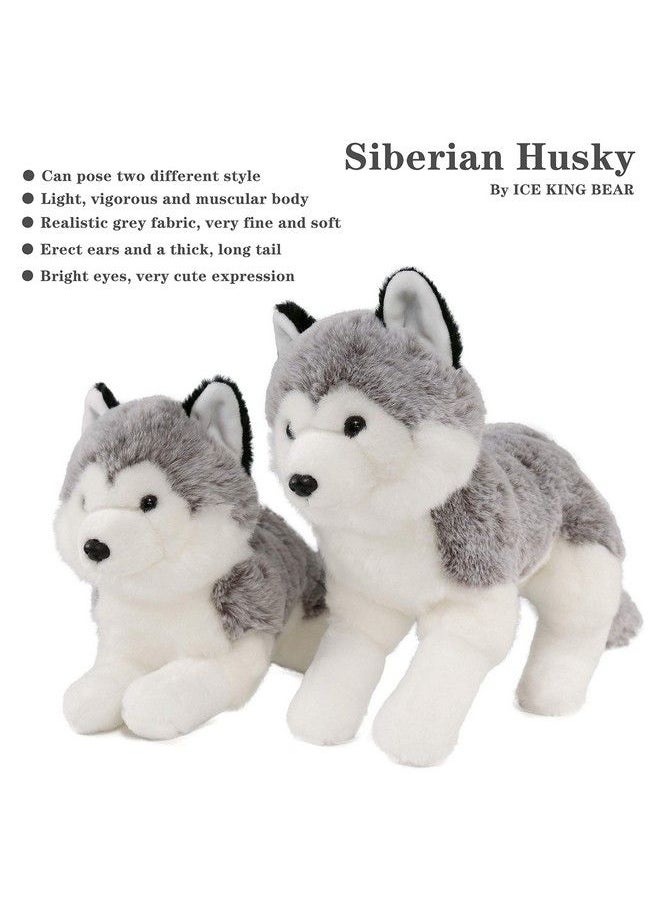 Ice King Bear - Lifelike Siberian Husky Stuffed Animal Plush Toy 13 Inches Length - Image 1