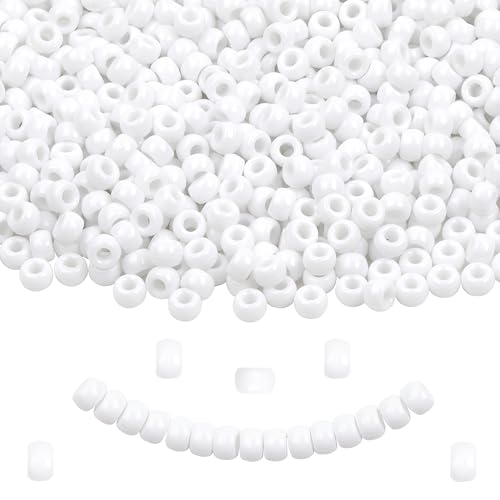KAKW White Pony Beads for Bracelet 1000 Pcs Plastic Beads for Friendship Bracelets 6x9mm Large Hole Beads for Hair Braiding Small Beads Necklace Earrings Jewelry Making - Image 1