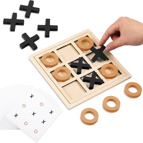Seenelling Jumbo Wooden Tic Tac Toe Game Dementia Activities for Alzheimers Seniors with Matching and Puzzle Templates XO Chess Board Game for Elderly Engaging Table Decor Black Orange - Image 1