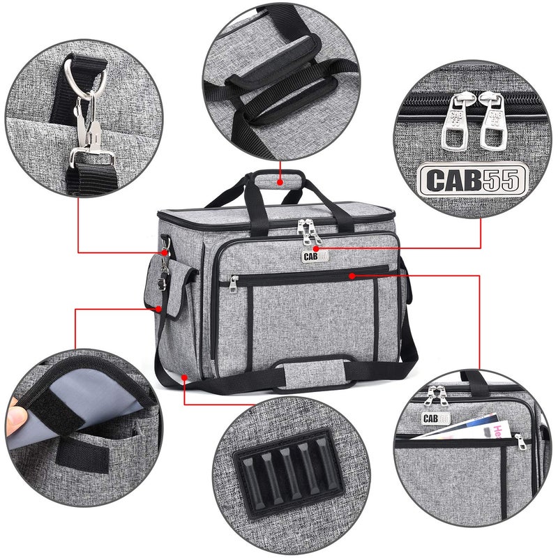CAB55 Sewing Machine Case, Sewing Machine Carrying Bag with Removable Padding Pad, Tote Bag for Sewing Machine and Extra Sewing Accessories, Gray(17"x13"x14") - Image 2